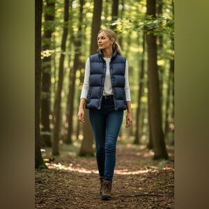Lands' End Women’s Navy GooseDown Quilted Vest